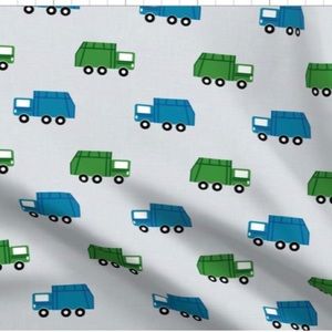 Spoonflower garbage trucks cotton jersey fabric fat quarter piece 18” by 30”